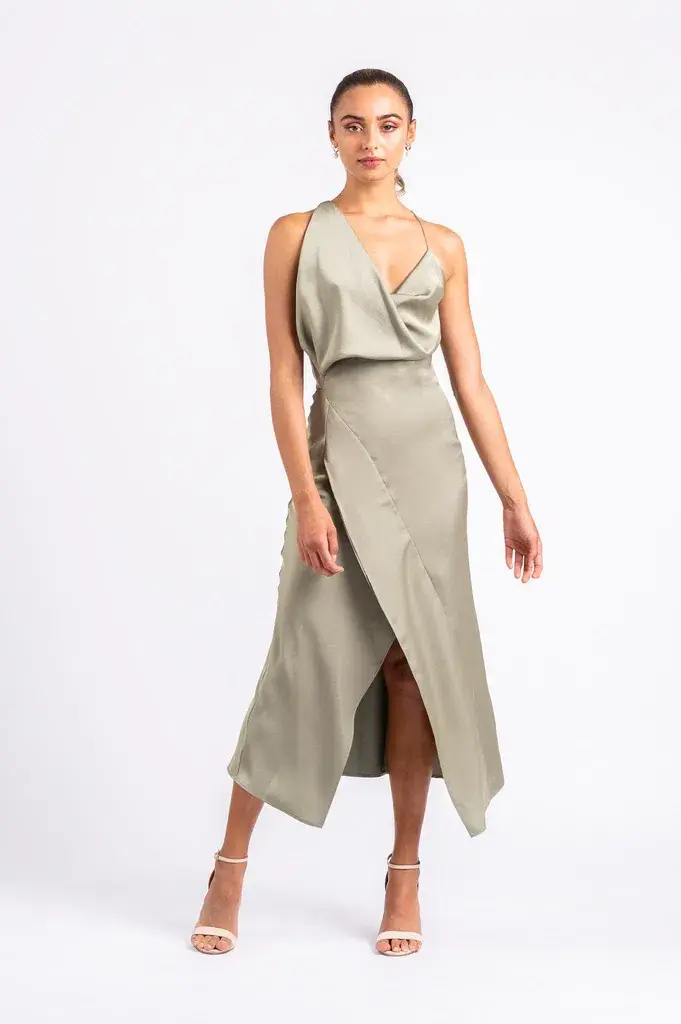 One Fell Swoop Muse Dress in Serpent Green Size 8 for rent on The Volte - main image