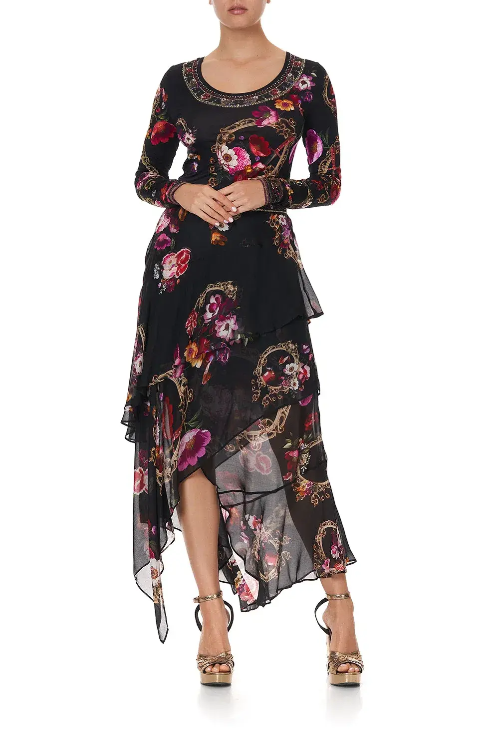 Camilla Asymmetrical Ruffle Skirt Mirror Mirror Print Size S - Image 2