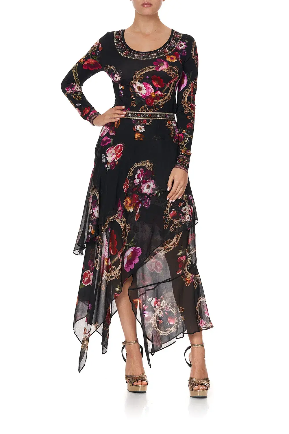 Camilla Asymmetrical Ruffle Skirt Mirror Mirror Print Size S - Image 1