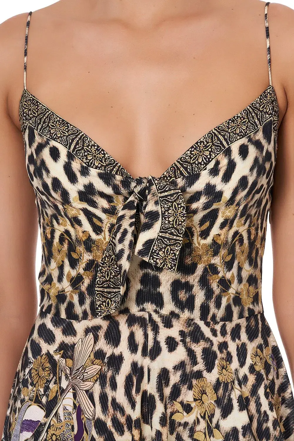 Camilla Long Dress With Tie Front Nomadic Nymph Print Size S - Image 7