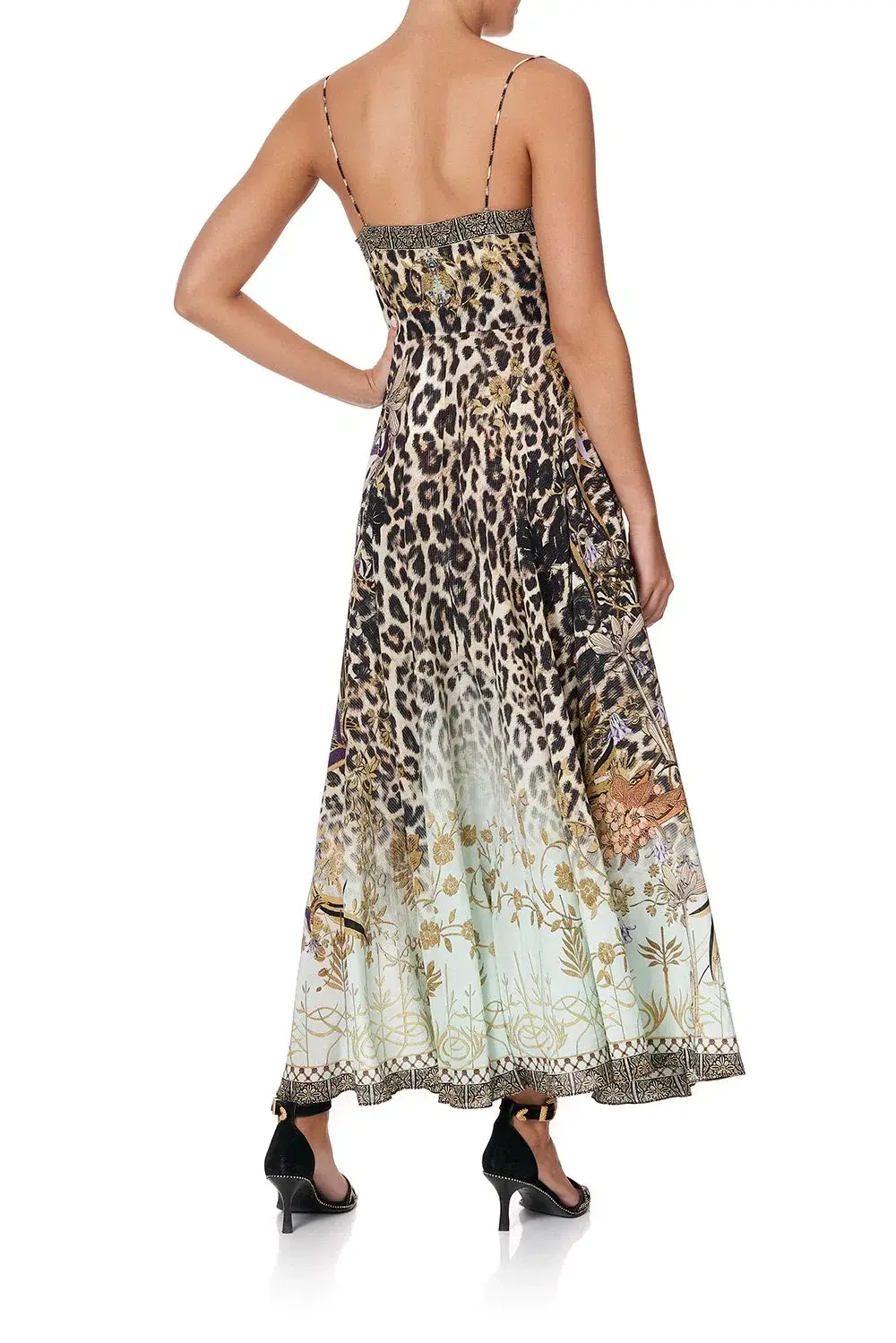 Camilla Long Dress With Tie Front Nomadic Nymph Print Size S - Image 5