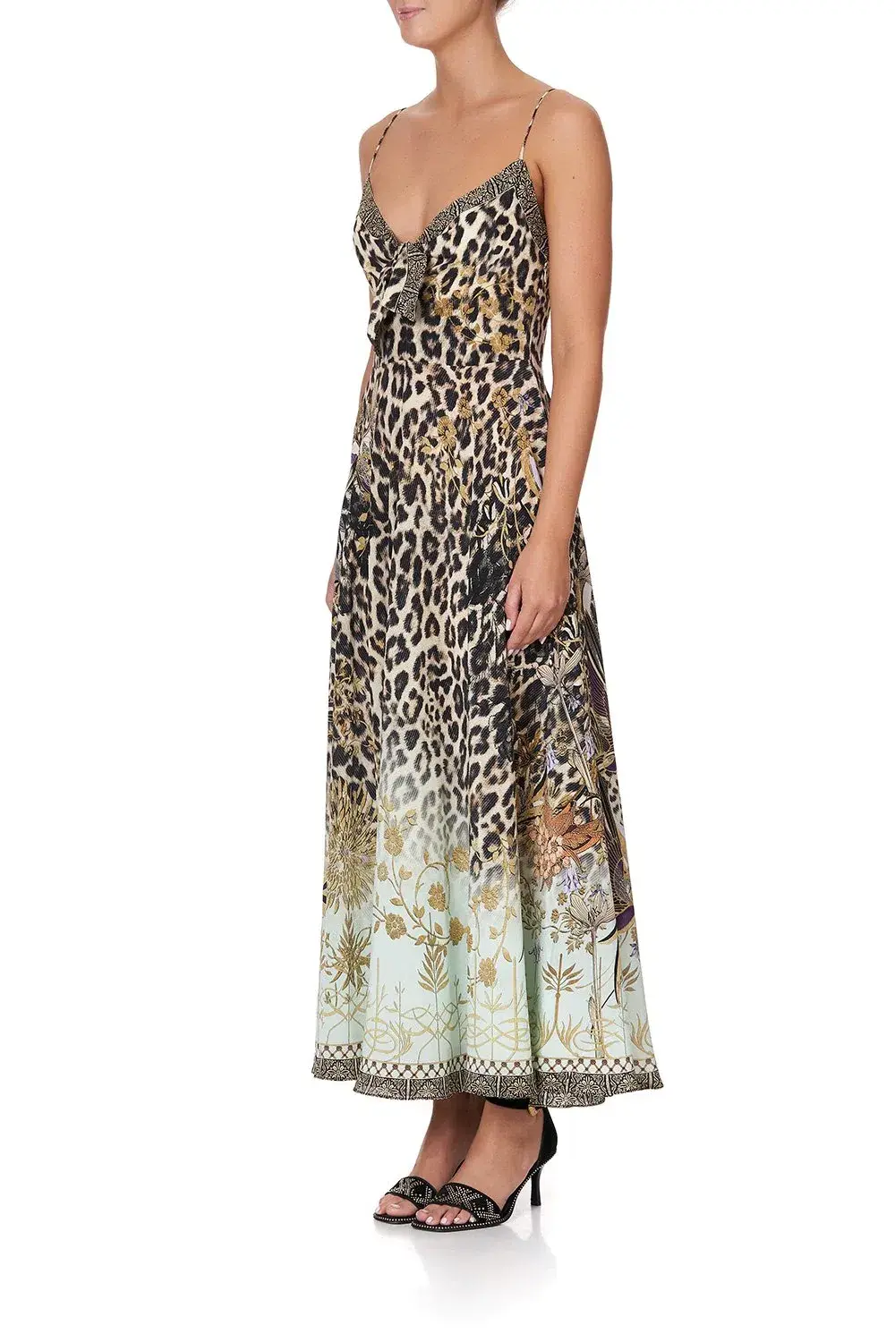 Camilla Long Dress With Tie Front Nomadic Nymph Print Size S - Image 4
