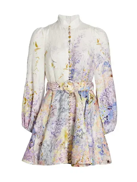 Zimmermann Rhythmic Buttoned Mini Dress Garden Size 3/AU   - Image 4