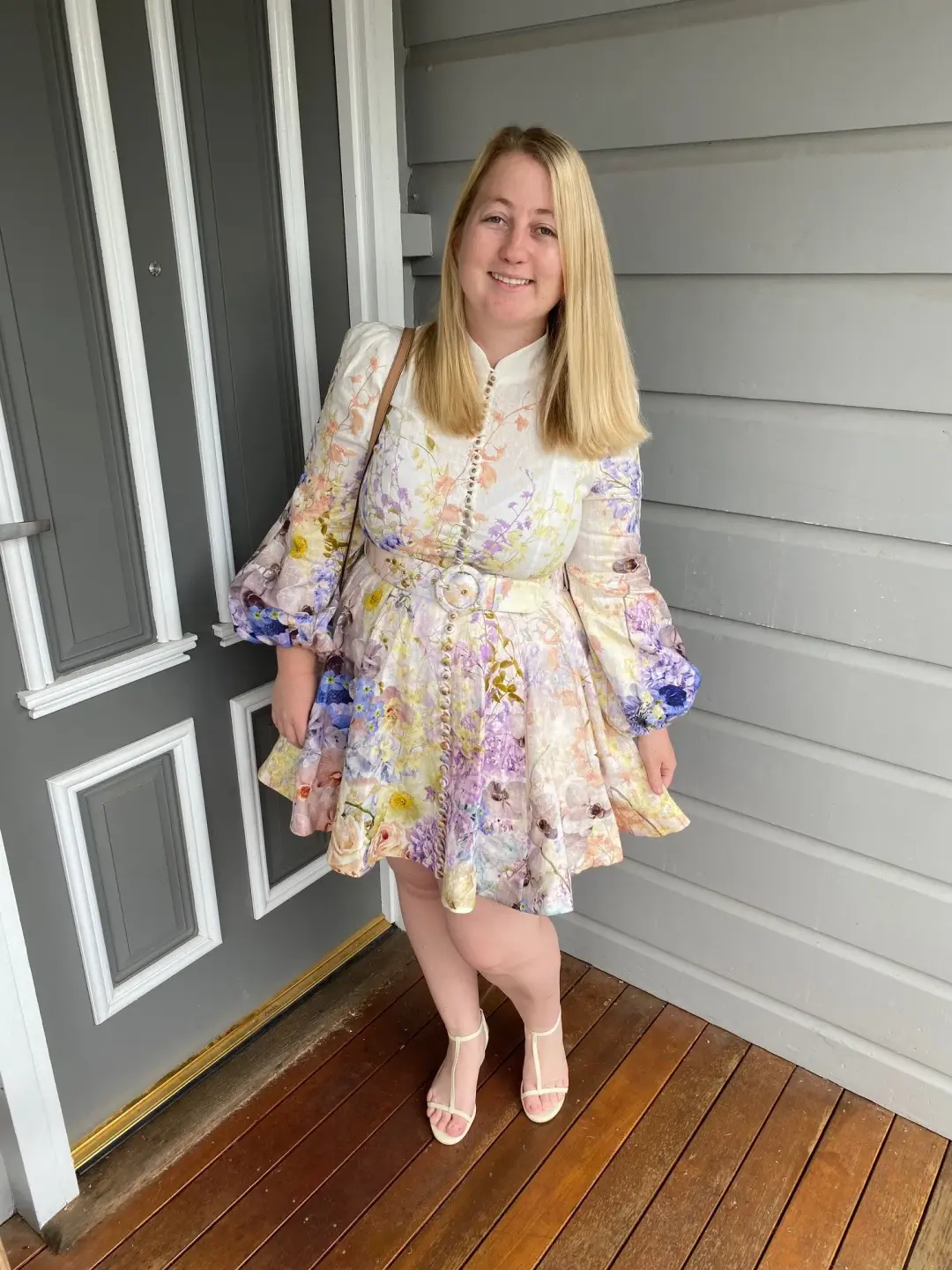 Zimmermann Rhythmic Buttoned Mini Dress Garden Size 3/AU   for rent on The Volte - main image