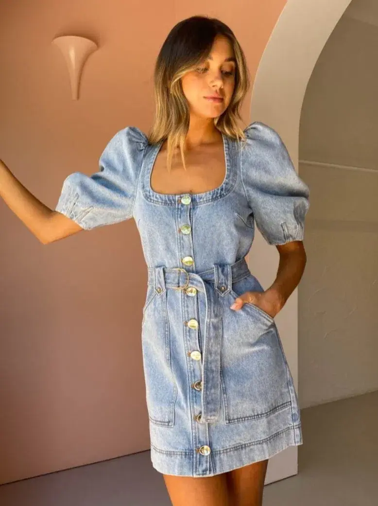 Acler Bancroft Dress Vintage Blue Size 10 - Image 5