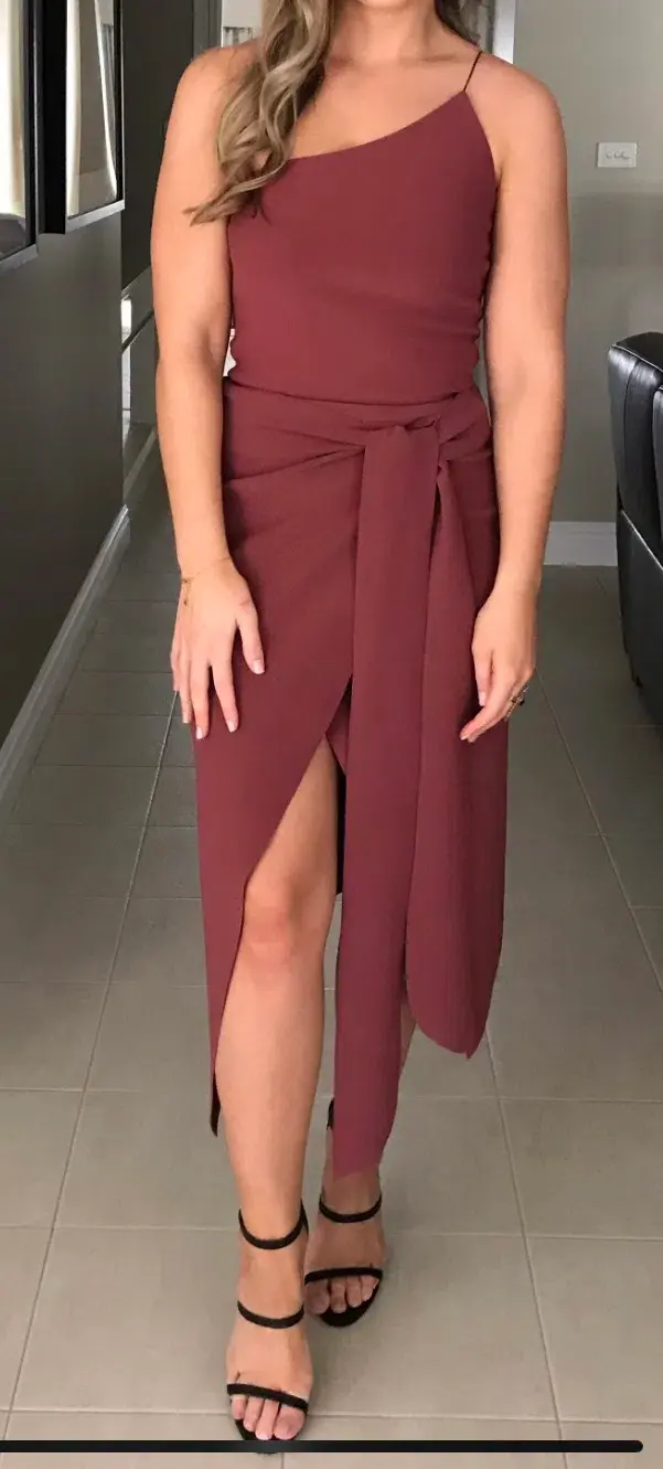 Bec & Bridge Lady Allure Skirt & Top Set Burgundy Size 8 - Image 3
