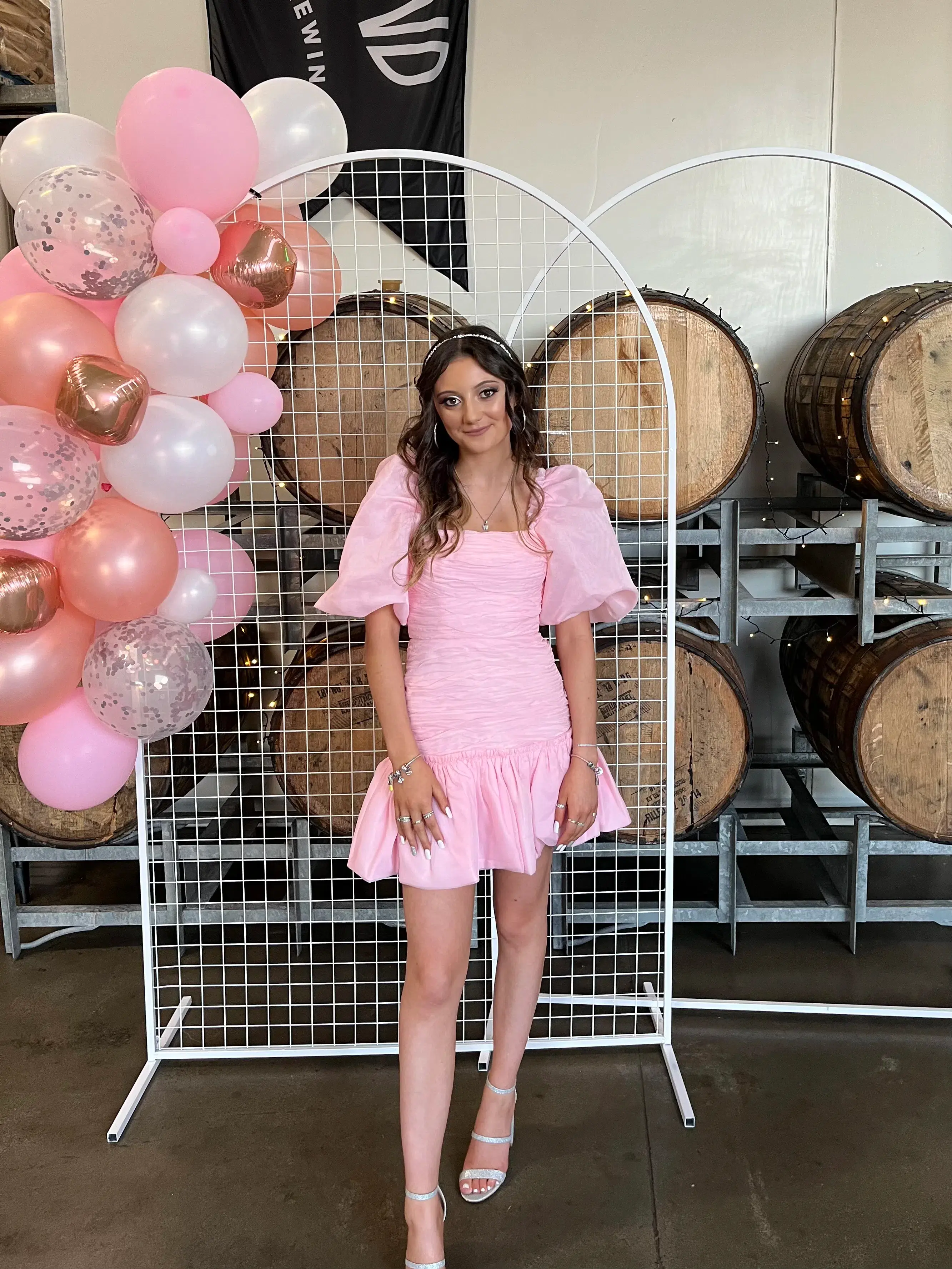 Aje Myriad Puff Sleeve Cropped Top & Tiered Mini Skirt Set Pink Size 4 - Image 5
