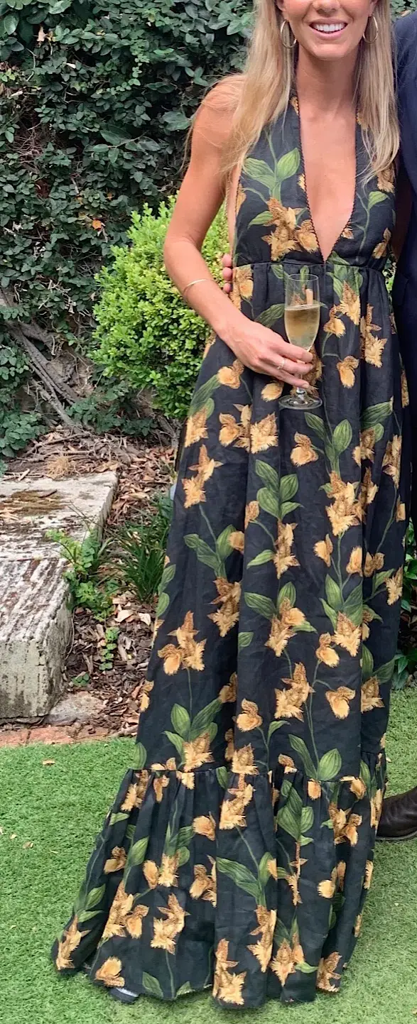 Agua by Agua Bendita Olivia Jardin Linen Maxi Dress Print Size XS - Image 2