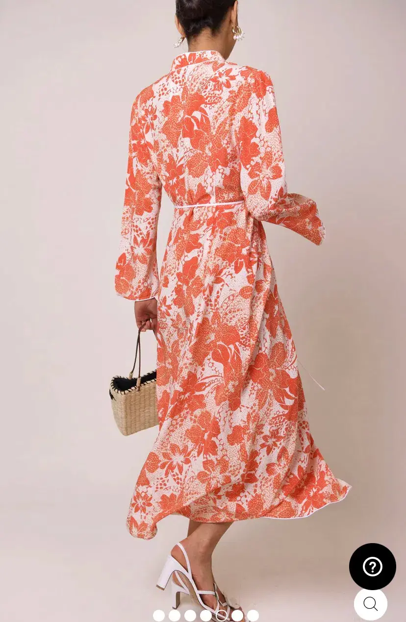 Rixo Cindy Coral Floral Wrap Dress Print Size XS - Image 2