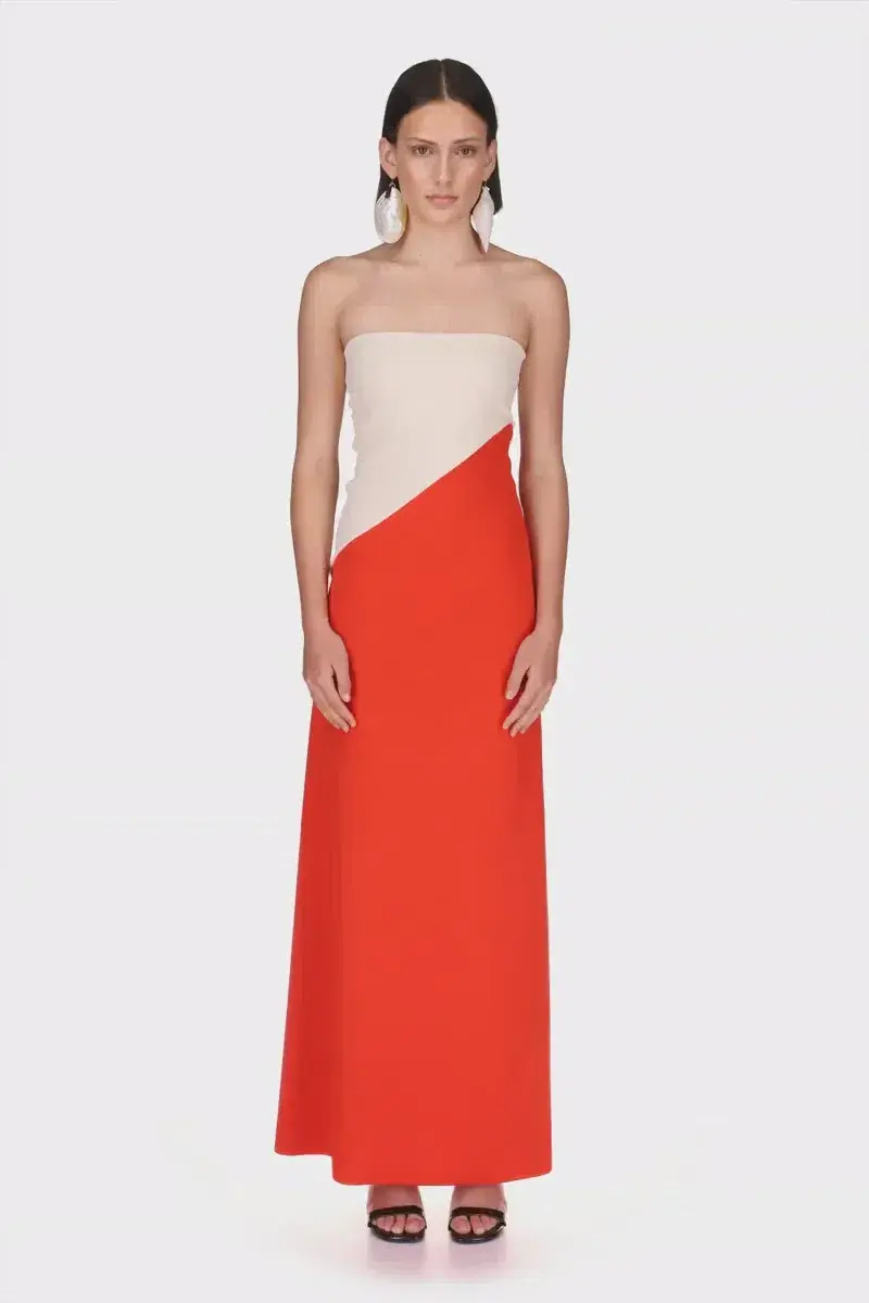 Aaizel Strapless Asymmetrical Line Maxi Dress Two Tone Size 8 for rent on The Volte - main image