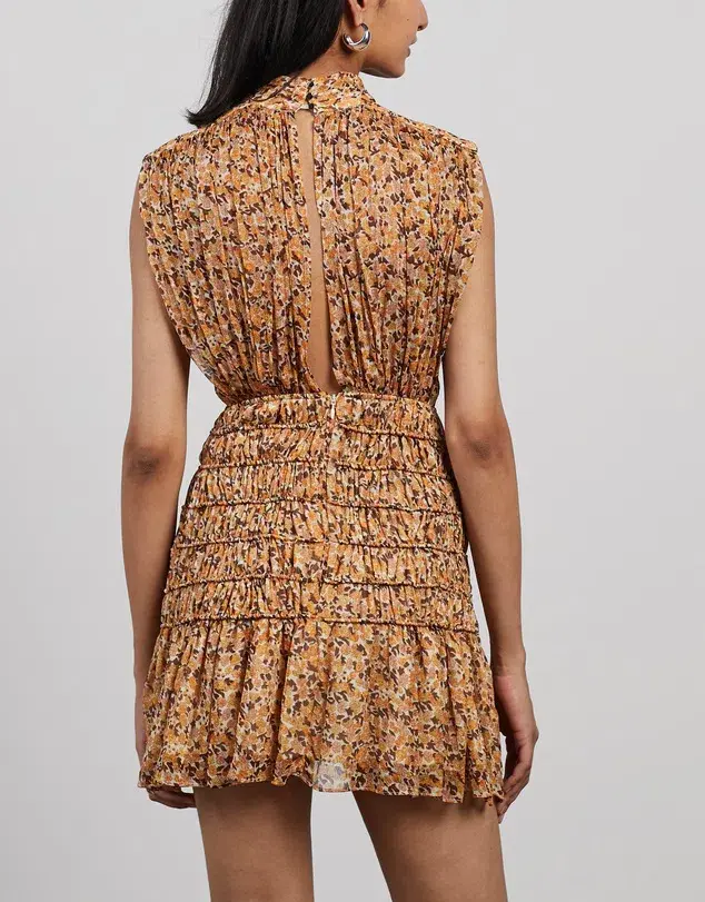 Shona Joy Colette High Neck Sleeveless Corded Mini Dress Print Size 12  - Image 3