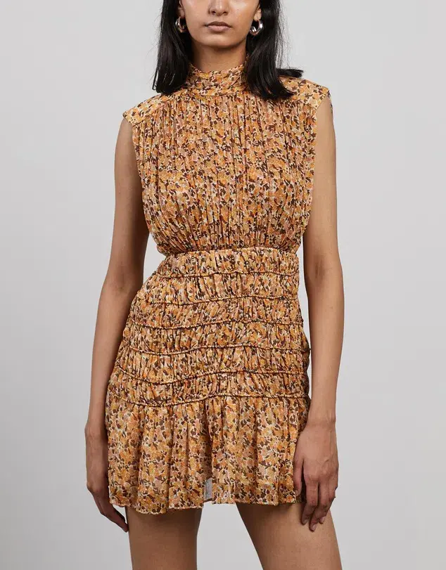 Shona Joy Colette High Neck Sleeveless Corded Mini Dress Print Size 12 for rent on The Volte - main image