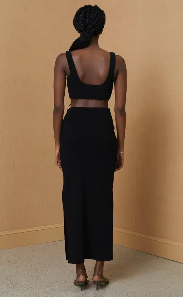 Bec & Bridge Clover Crop Top Size 10 and Midi Skirt Size 8 Set Black  - Image 2