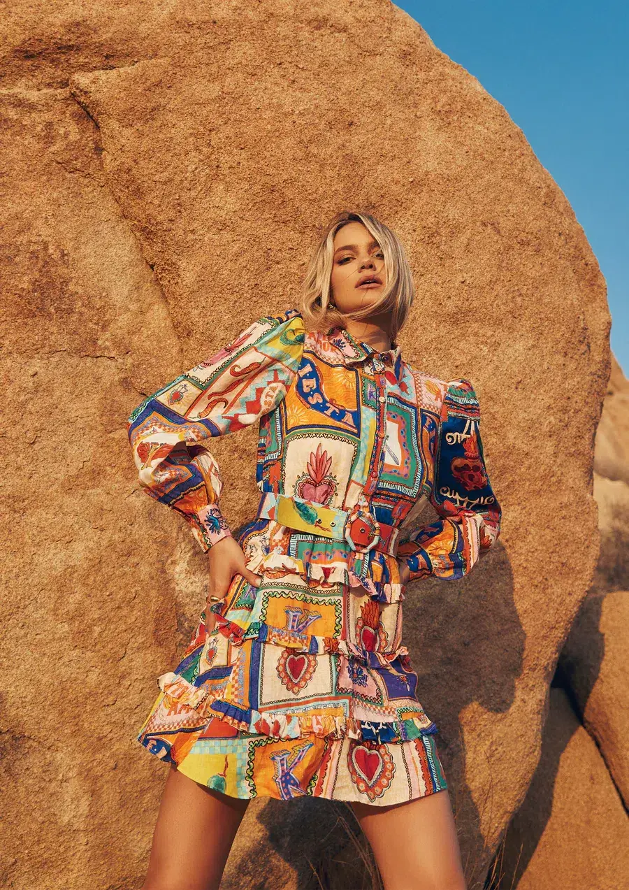 Kate Ford Viatoris Layered Mini Dress Print Size 8  for rent on The Volte - main image