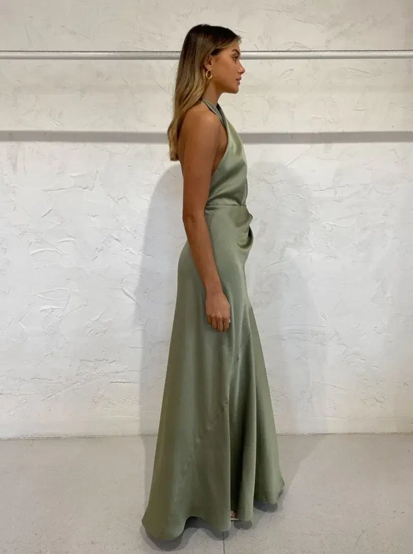 One Fell Swoop Zion Maxi Dress in Serpent Green Size 6  for rent on The Volte - main image