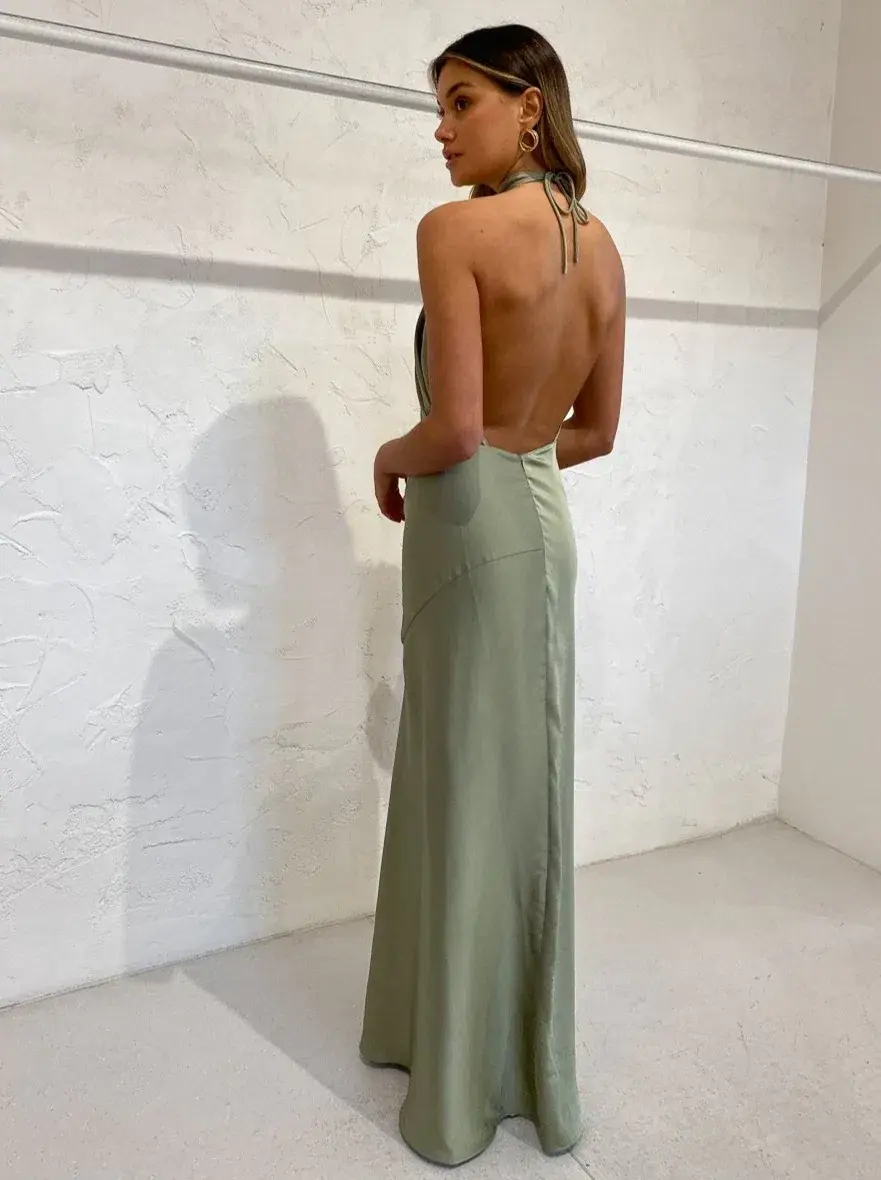 One Fell Swoop Zion Maxi Dress in Serpent Green Size 6  for rent on The Volte - main image