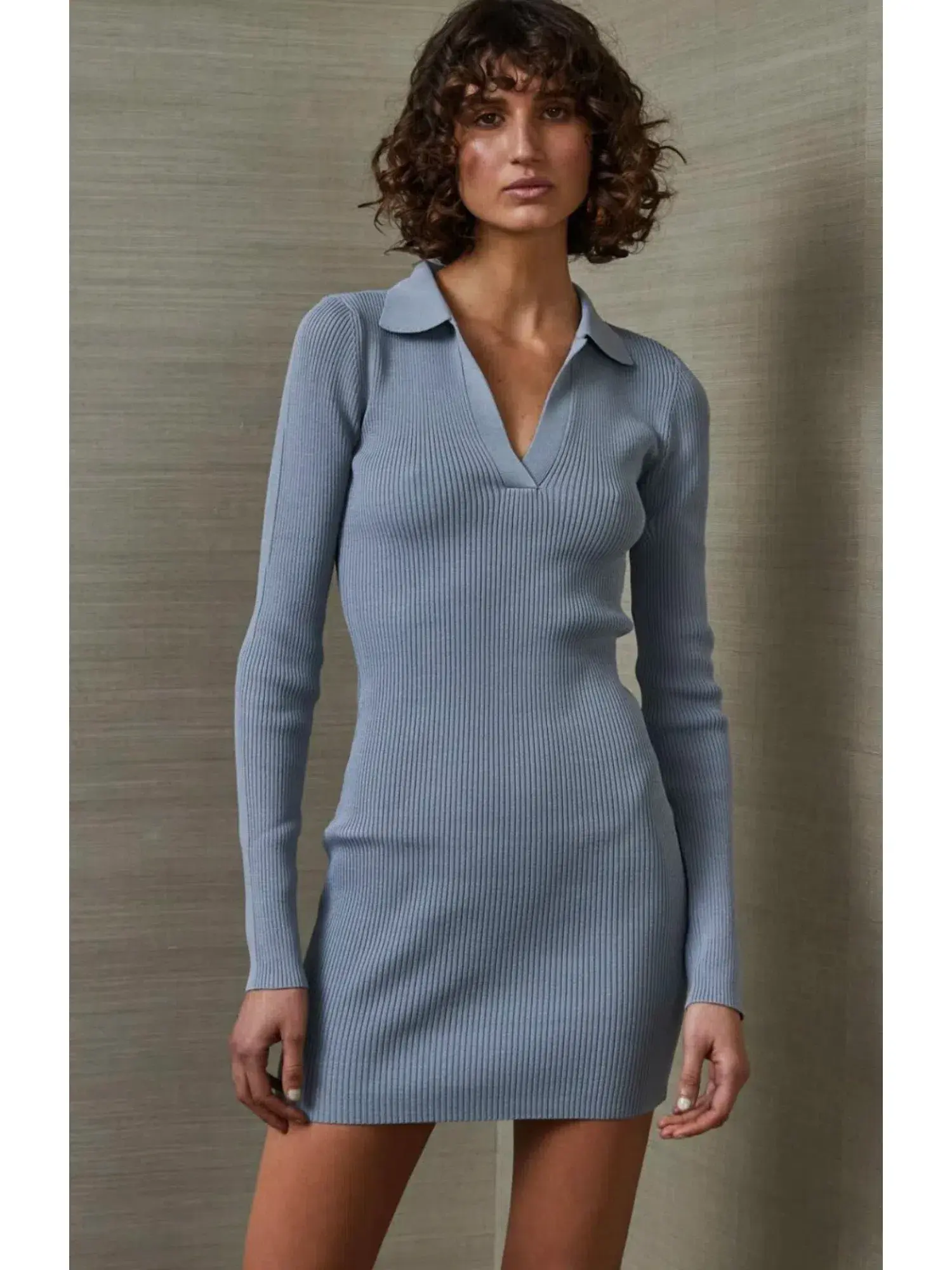 Bec & Bridge Harper Knit Mini Dress in Storm Blue Size AU 6  - Image 2