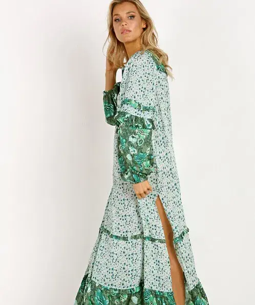 Spell Designs Winona Ivy Maxi Boho Dress Green Size 10  - Image 3