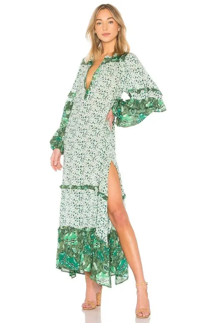 Spell Designs Winona Ivy Maxi Boho Dress Green Size 10  - Image 1
