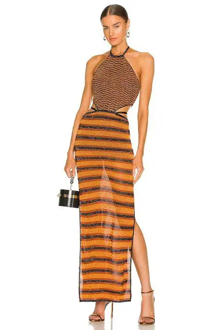 Bec & Bridge Ziggy Knit Maxi Dress Orange Size 6 - Image 1
