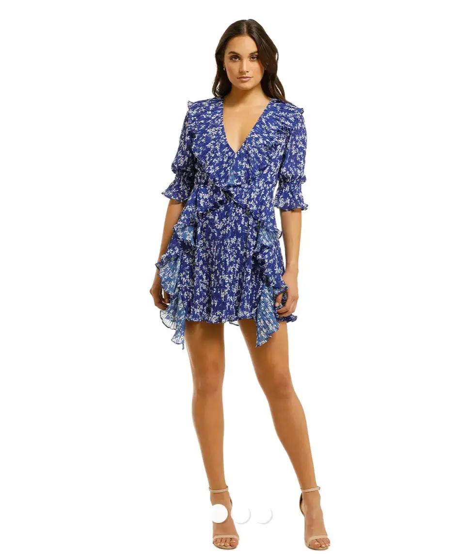 Talulah Mediterranean Minx Mini Dress Blue Size 10 for rent on The Volte - main image