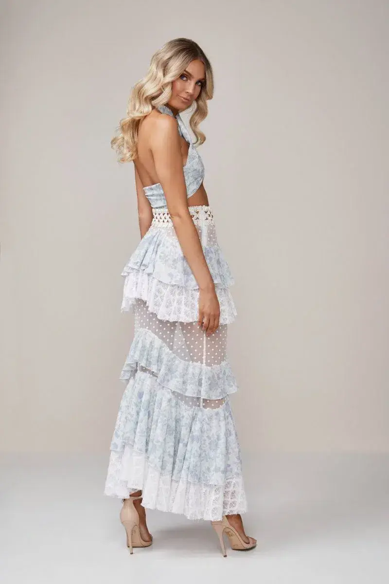Ixiah The Label Outlaw Beaded Skirt & Bandeau Set Floral Size 6 - Image 3