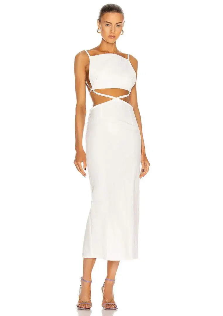 Christopher Esber Carly Squared Tie Dress White Size 8 - Image 1