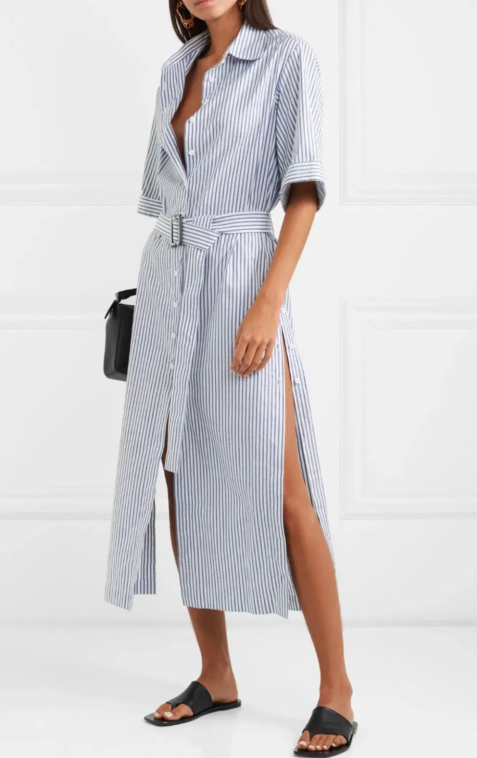 Anna Quan Zola Belted Striped Midi Dress Print Size 8 - Image 7