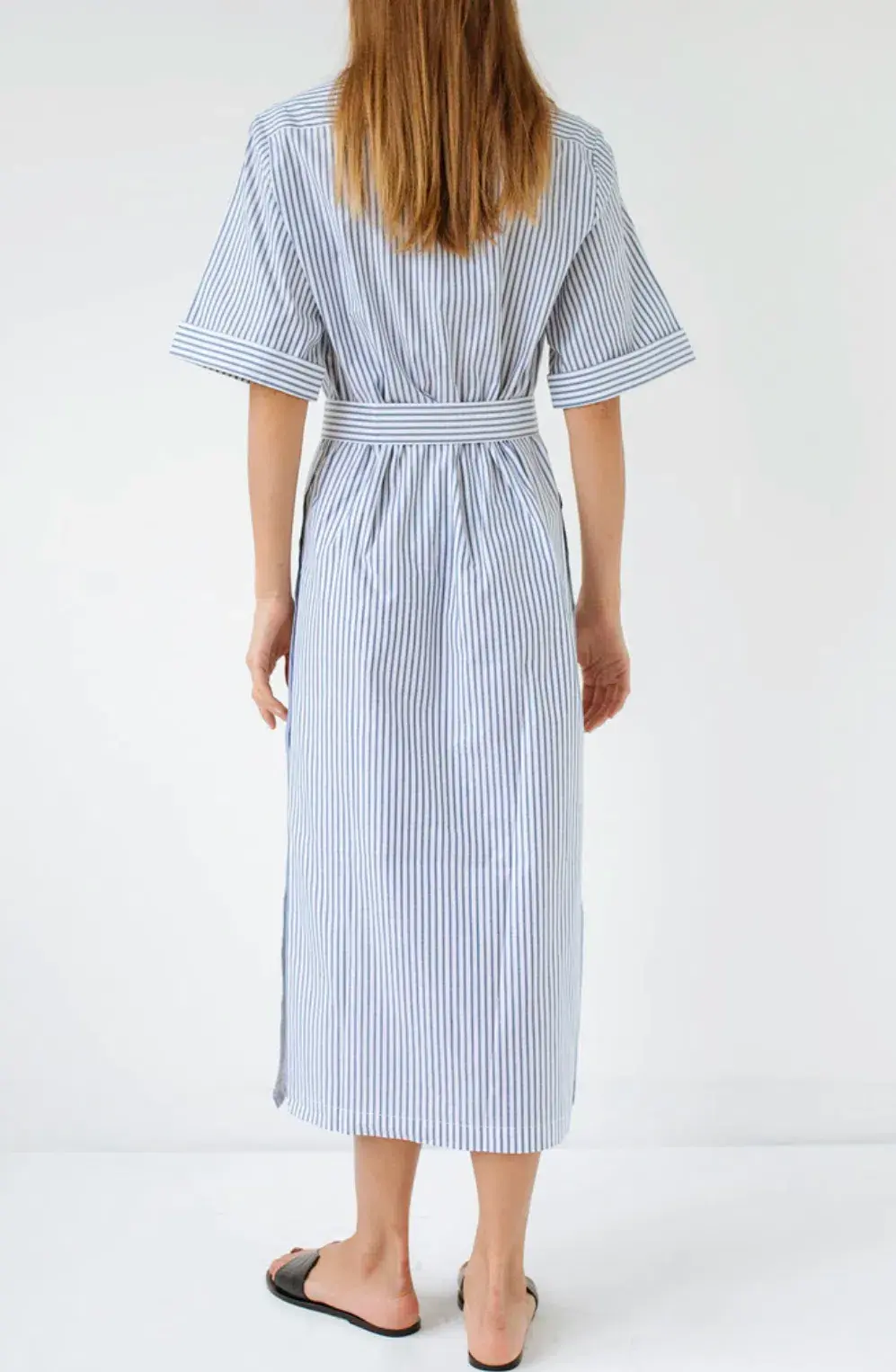 Anna Quan Zola Belted Striped Midi Dress Print Size 8 - Image 4