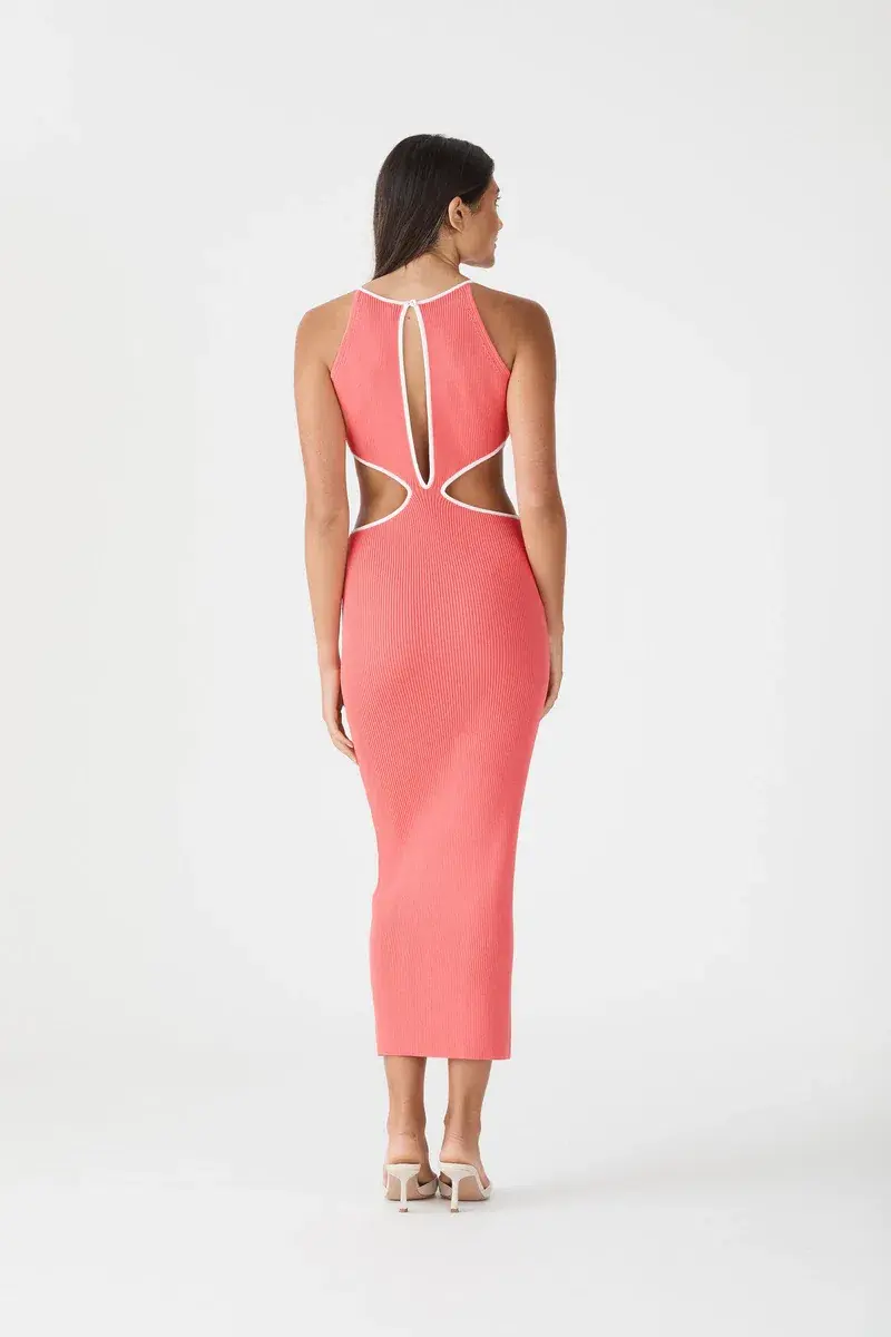 San Sloane Adrian Rib Midi Dress Pink Size 8 for rent on The Volte - main image