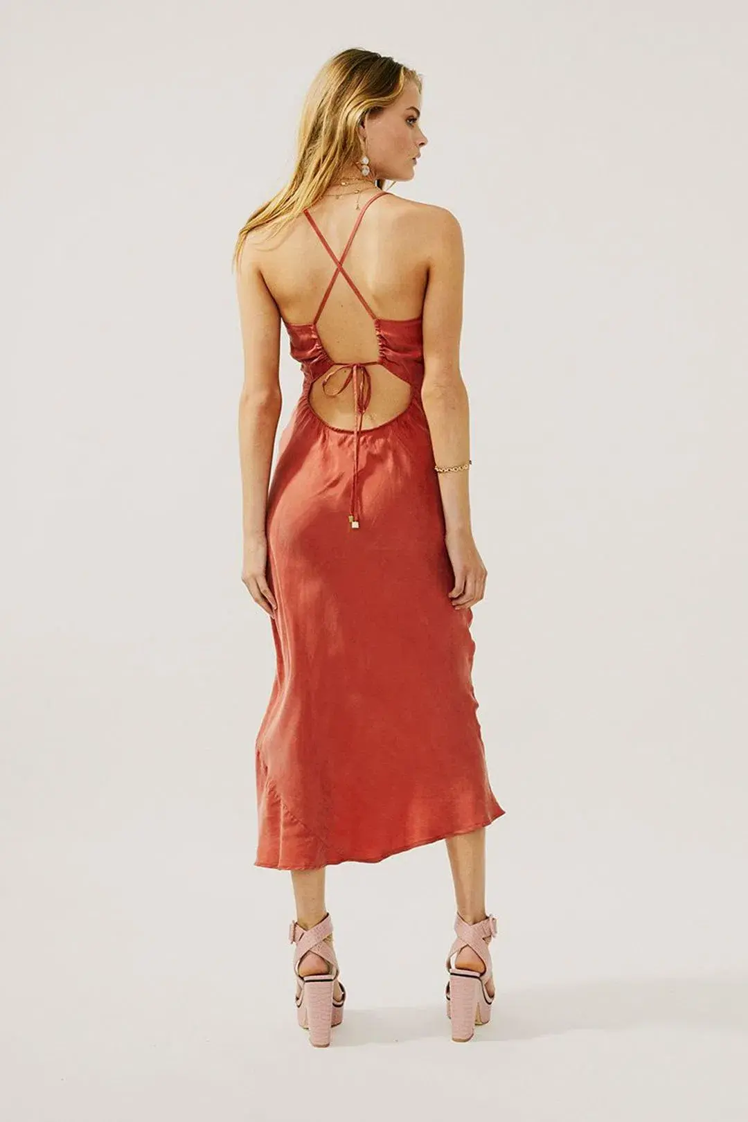 Suboo Georgia Twist Front Slip Dress Rust Size 8 - Image 2