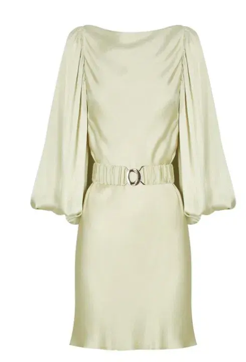 Shona Joy Giselle Balloon Sleeve Mini Dress with Belt Green Size 10 - Image 5