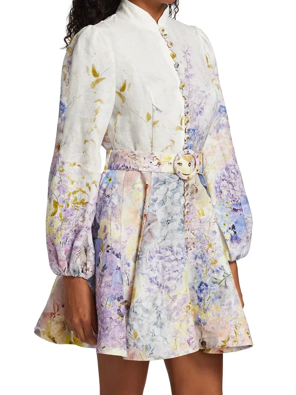 Zimmermann Rhythmic Buttoned Mini Dress Print Size 0/Au 8 - Image 2