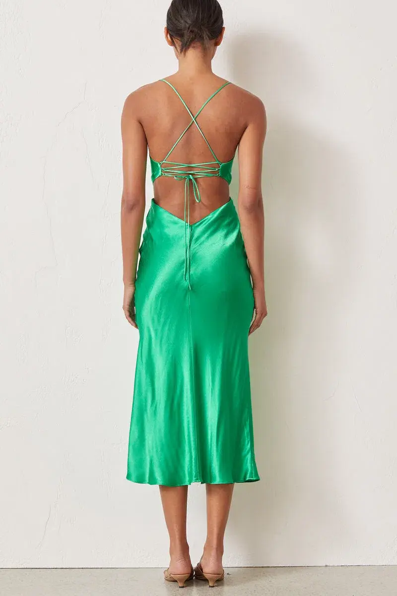 Bec & Bridge Loren Cut Out Midi Dress - Green - Size 10 for rent on The Volte - main image
