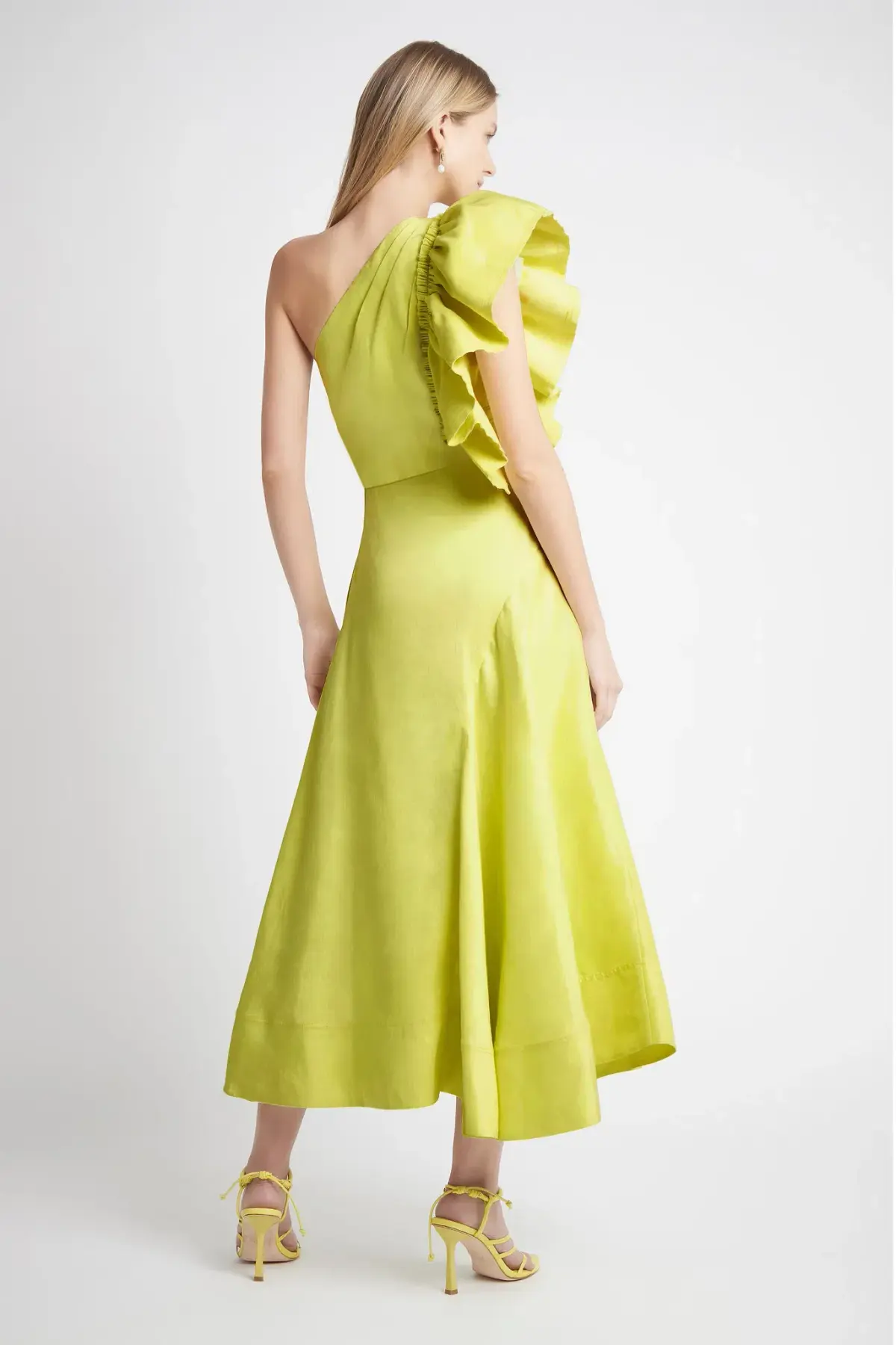 Aje Bonjour Asymmetric Midi Dress Lime Green Size 12 - Image 4