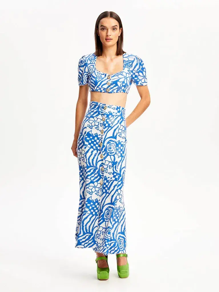 Alice McCall Daisy Daze Crop Top and Skirt Set Print Size 6 - Image 1