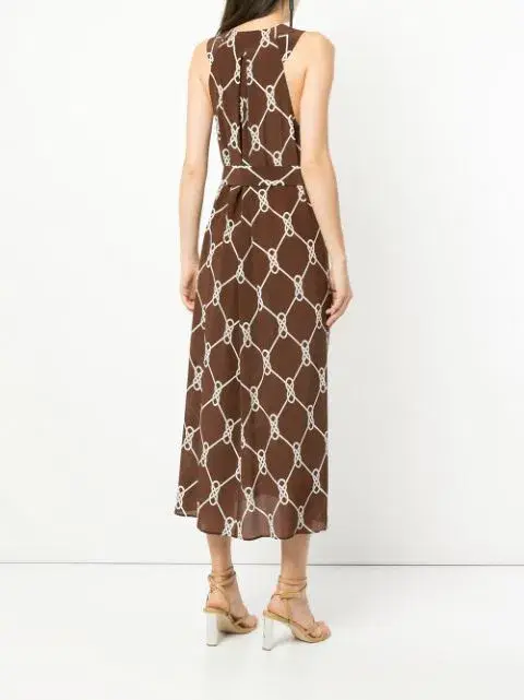 Manning Cartell Figure 8 Midi Dress Brown Print Size 12 - Image 2