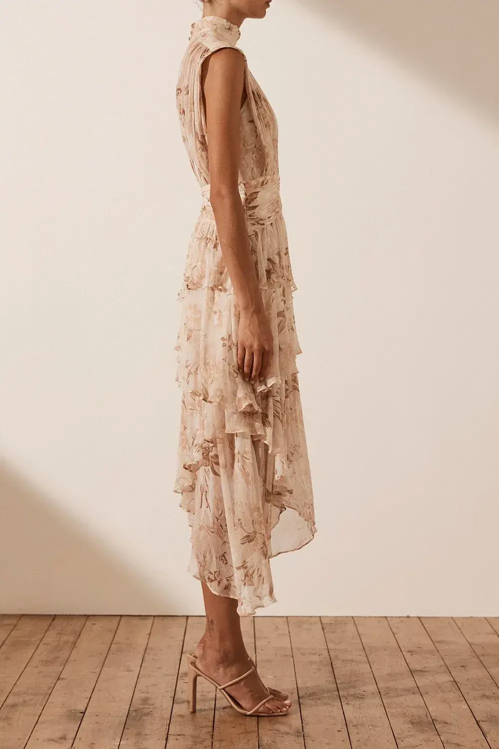 Shona Joy Nina Sleeveless Ruched Midi Dress Print Size 8 - Image 4