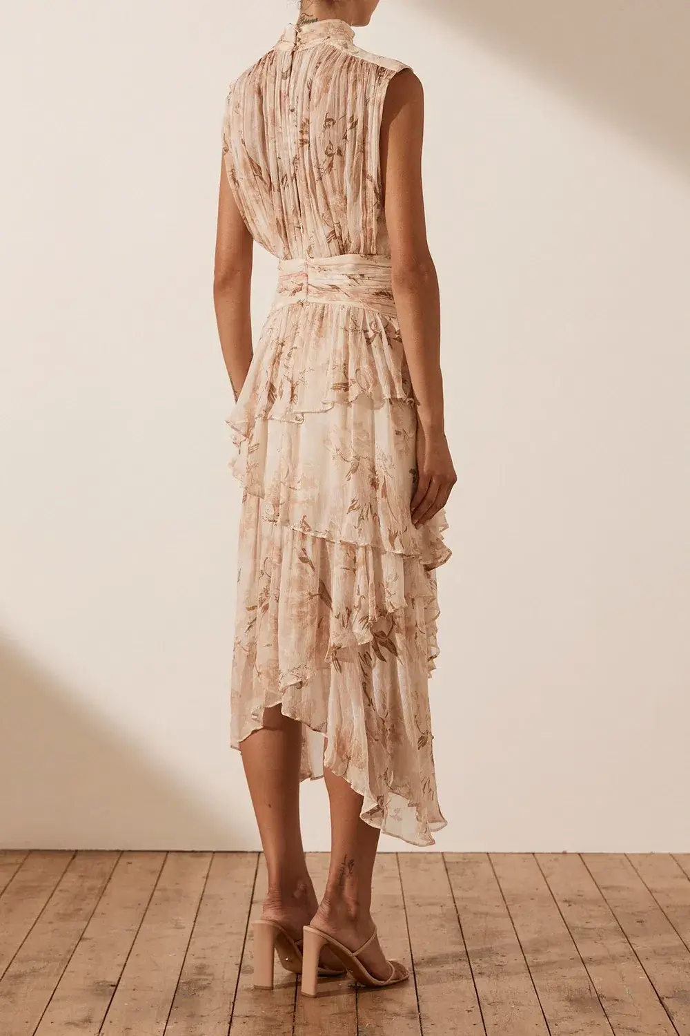 Shona Joy Nina Sleeveless Ruched Midi Dress Print Size 8 - Image 3