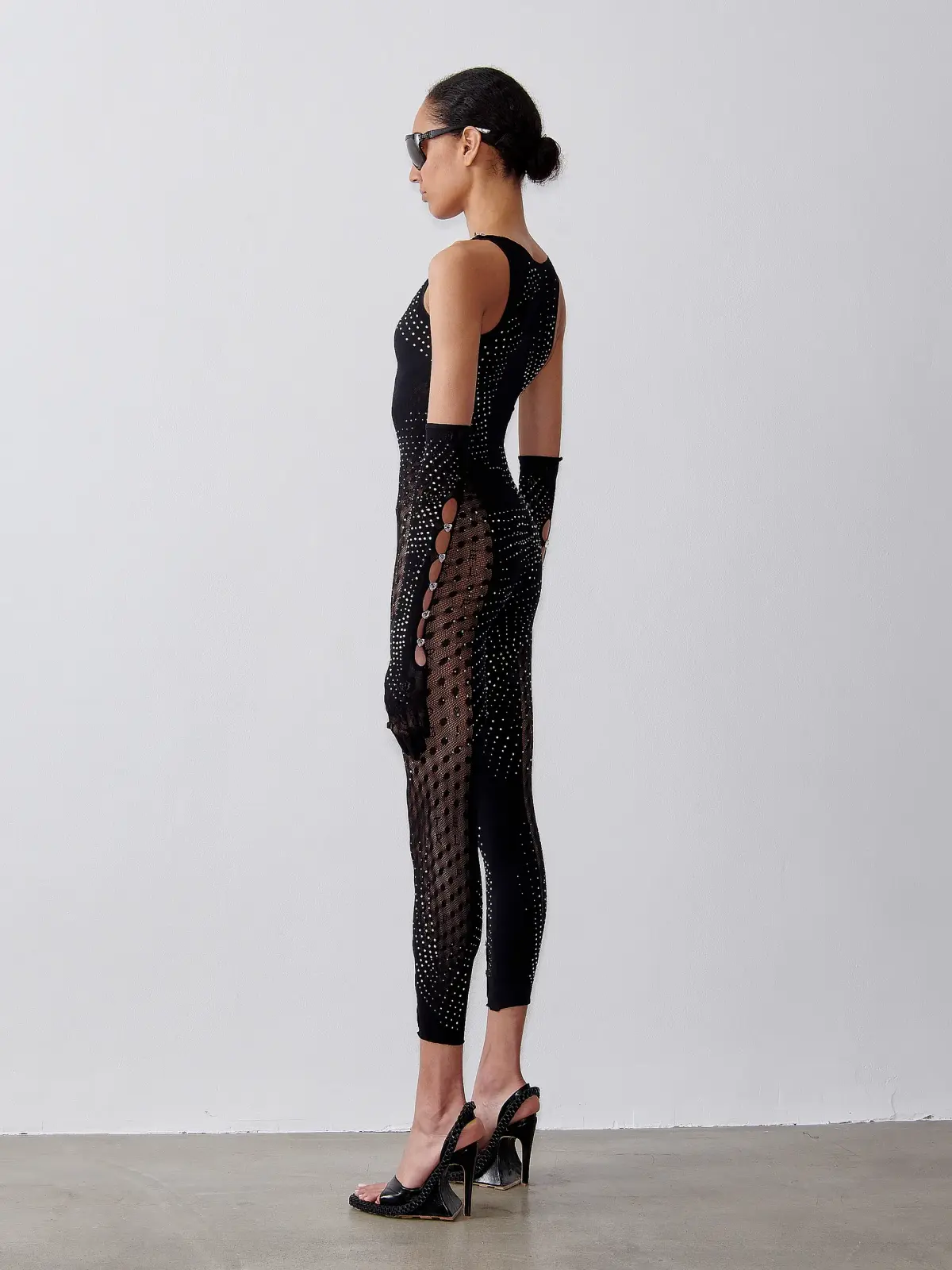 Poster Girl Rhinestoned Janice Jumpsuit in Jet Black One Size  - Image 2
