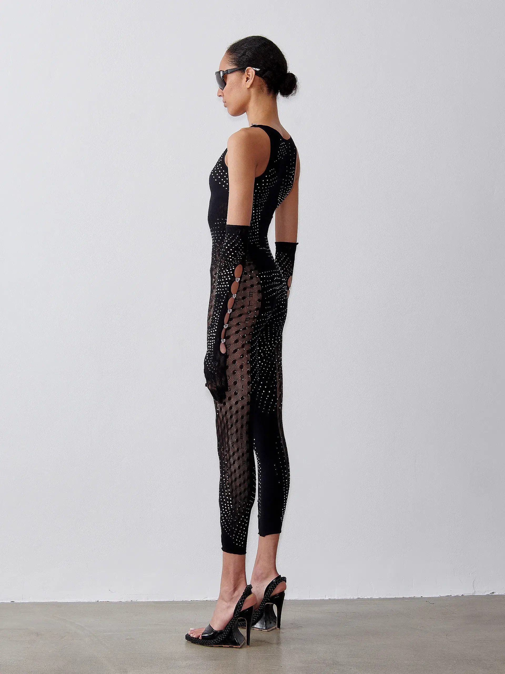 Poster Girl Rhinestoned Janice Jumpsuit in Jet Black One Size  - Image 2