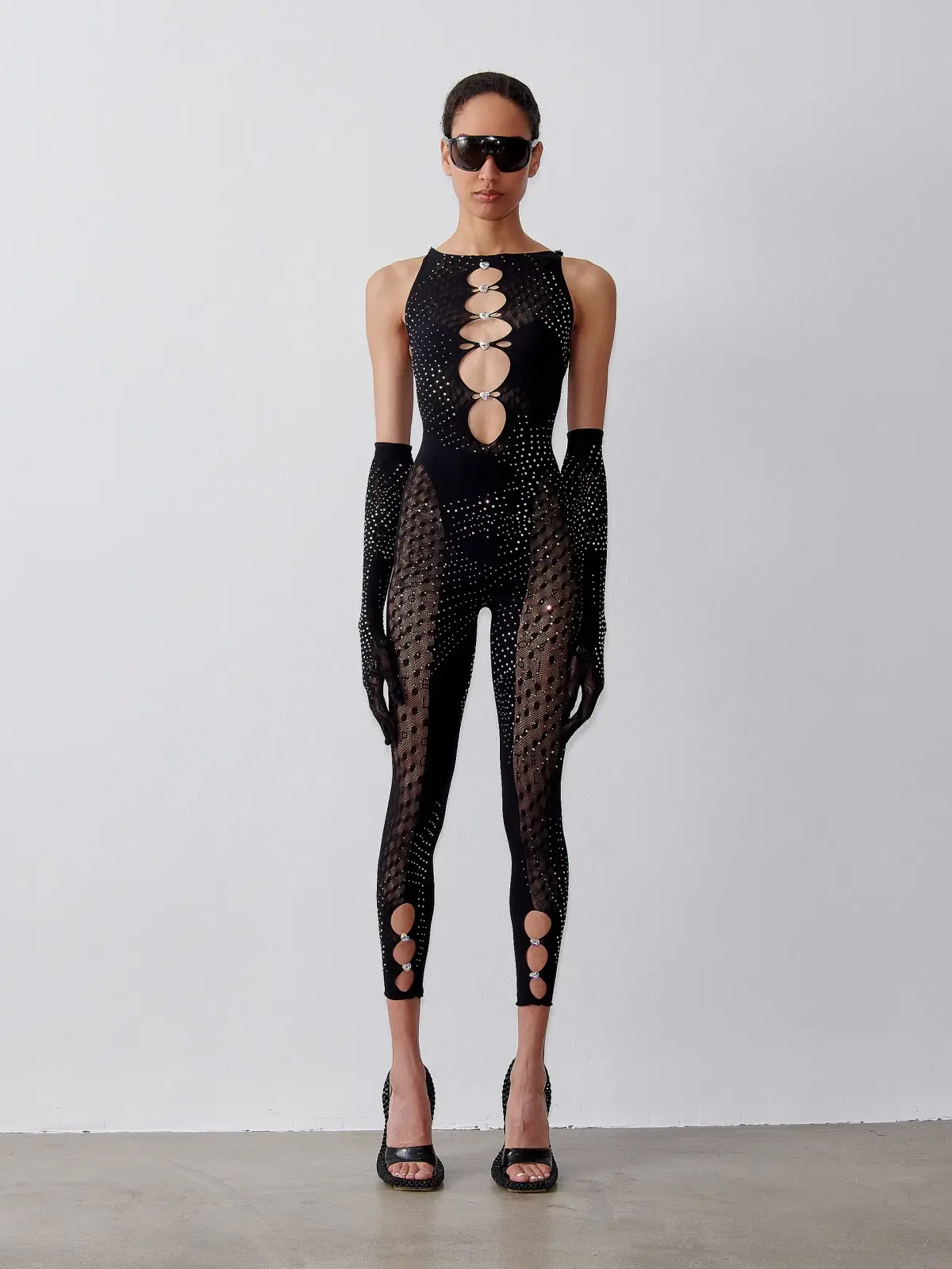 Poster Girl Rhinestoned Janice Jumpsuit in Jet Black One Size  - Image 1