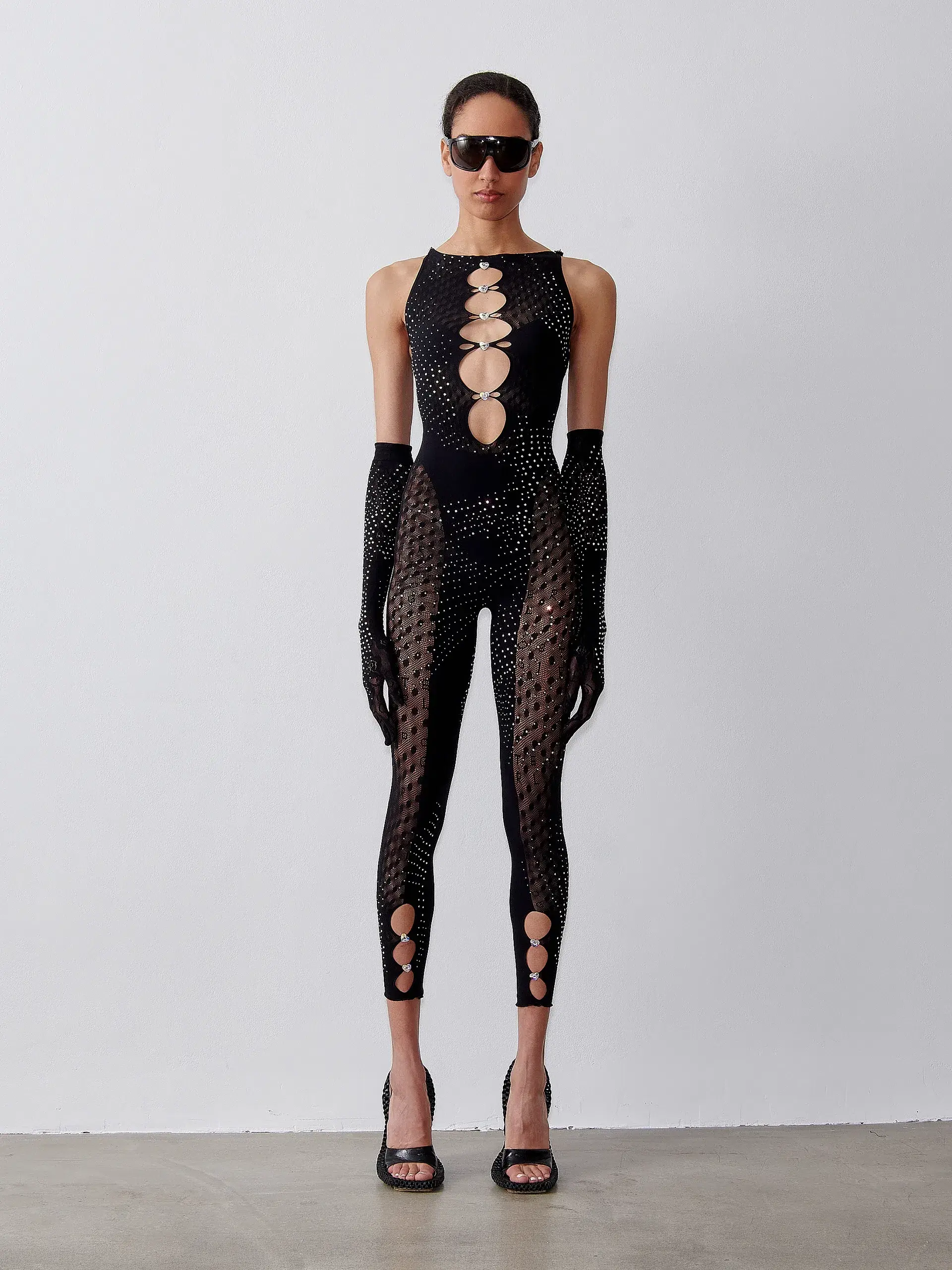 Poster Girl Rhinestoned Janice Jumpsuit in Jet Black One Size  - Image 1