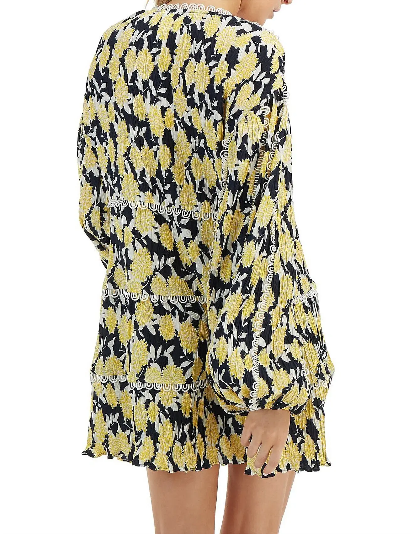 C/MEO Collective Enlight Long Sleeve Mini Smock Dress Marigold Floral Size 10 - Image 3