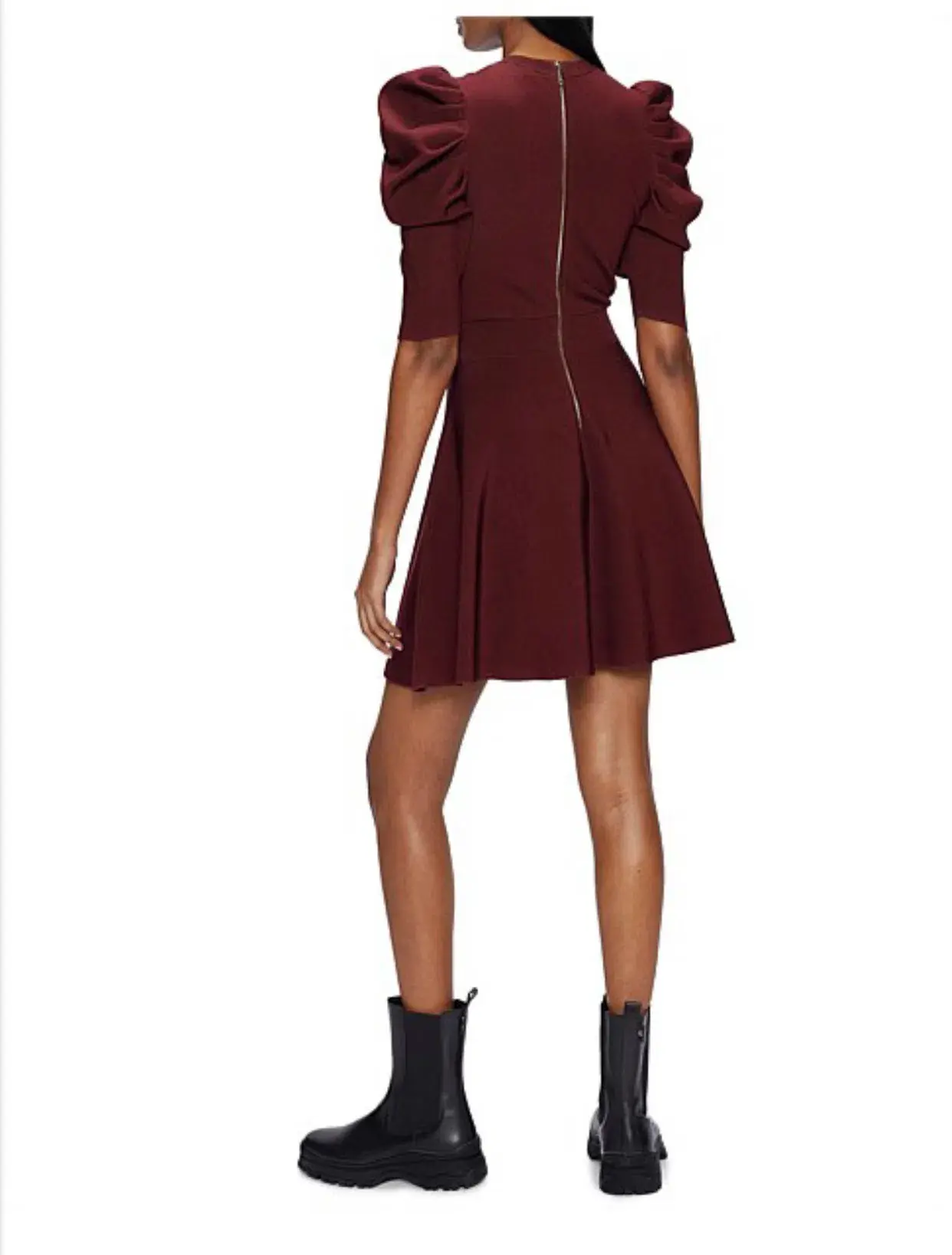 Ted Baker Lorna Puff Sleeve Knitted Skater Dress Burgundy Size 2 - Image 4
