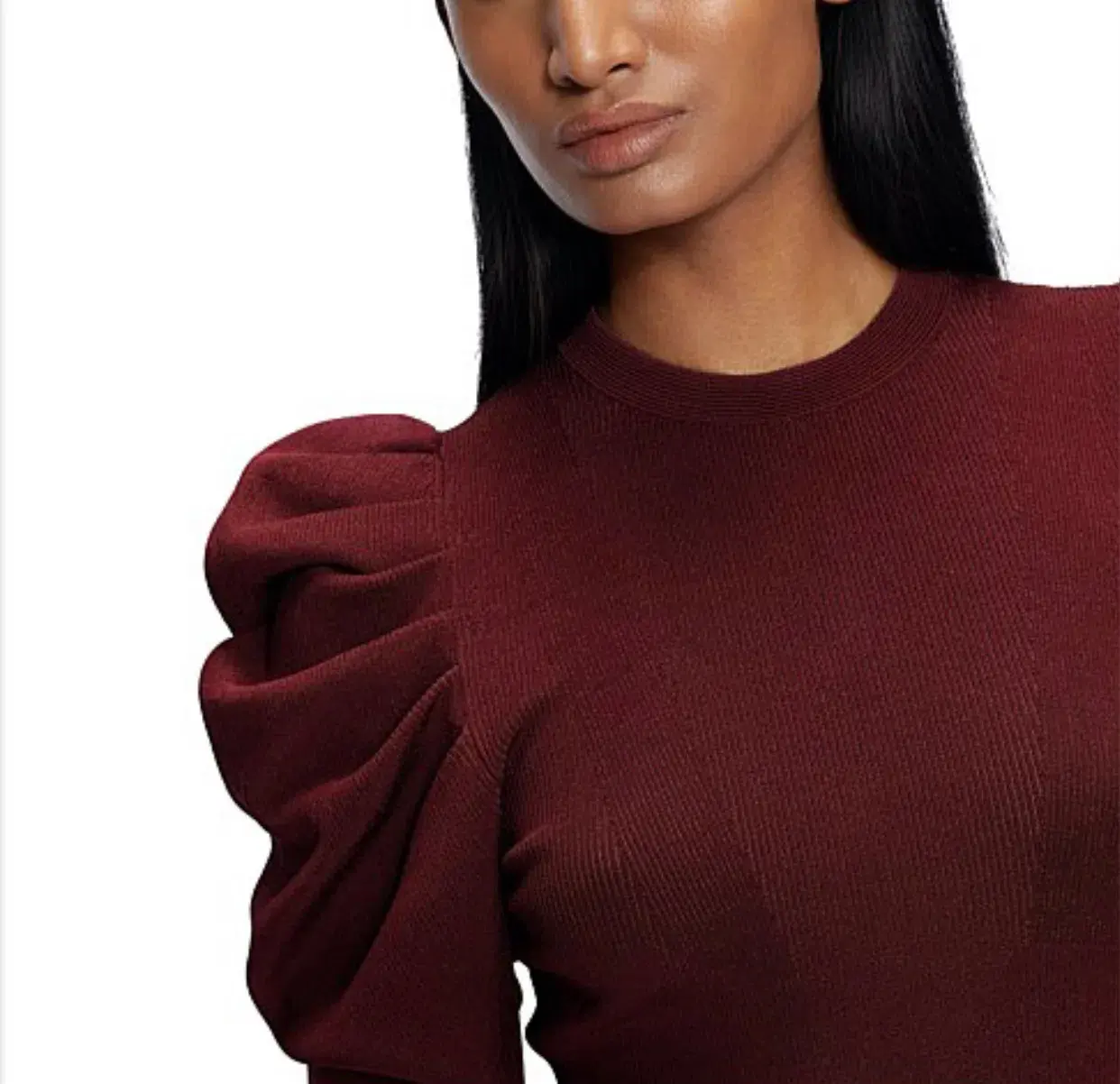 Ted Baker Lorna Puff Sleeve Knitted Skater Dress Burgundy Size 2 - Image 7
