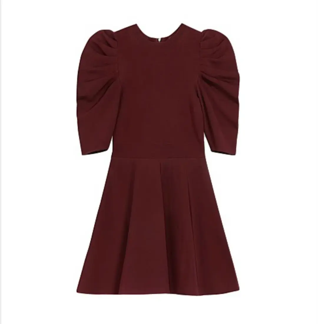 Ted Baker Lorna Puff Sleeve Knitted Skater Dress Burgundy Size 2 for rent on The Volte - main image