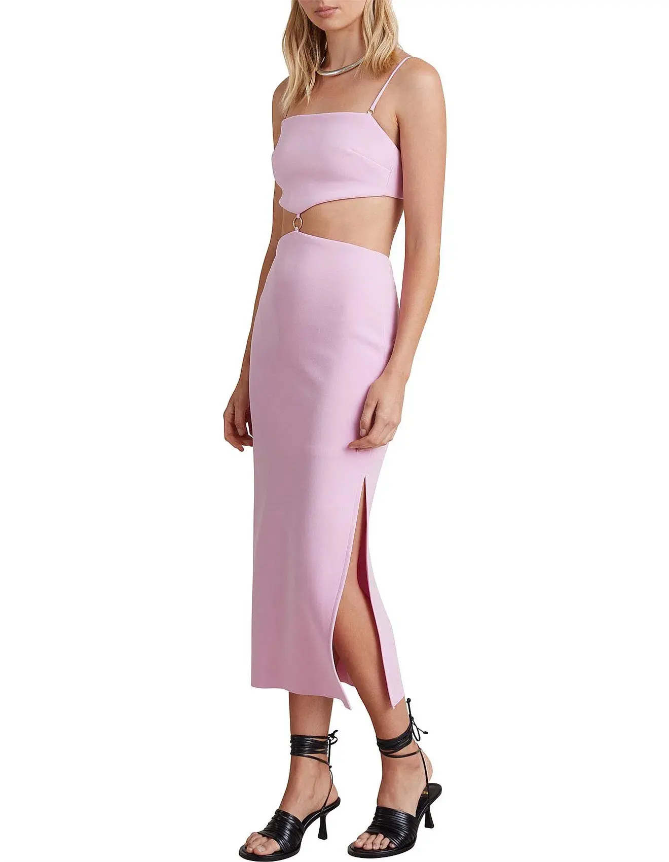 Bec & Bridge Alba Cut Out Midi Dress Pink Size 10 - Image 3