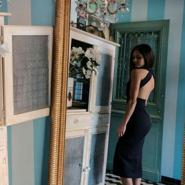 Nicholas Ponte Wrap Halter Dress (Navy) - Size 6 for rent on The Volte - main image