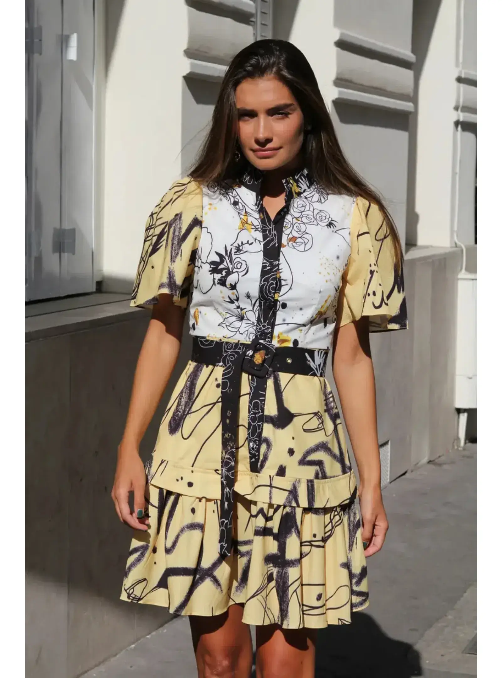 Leo Lin Redemption Cotton Linen Mini Dress Print Size AU 8 - Image 1